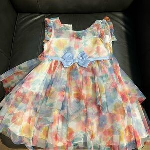 Jona Michelle Orange and Blue Sundress with Flutter Sleeves